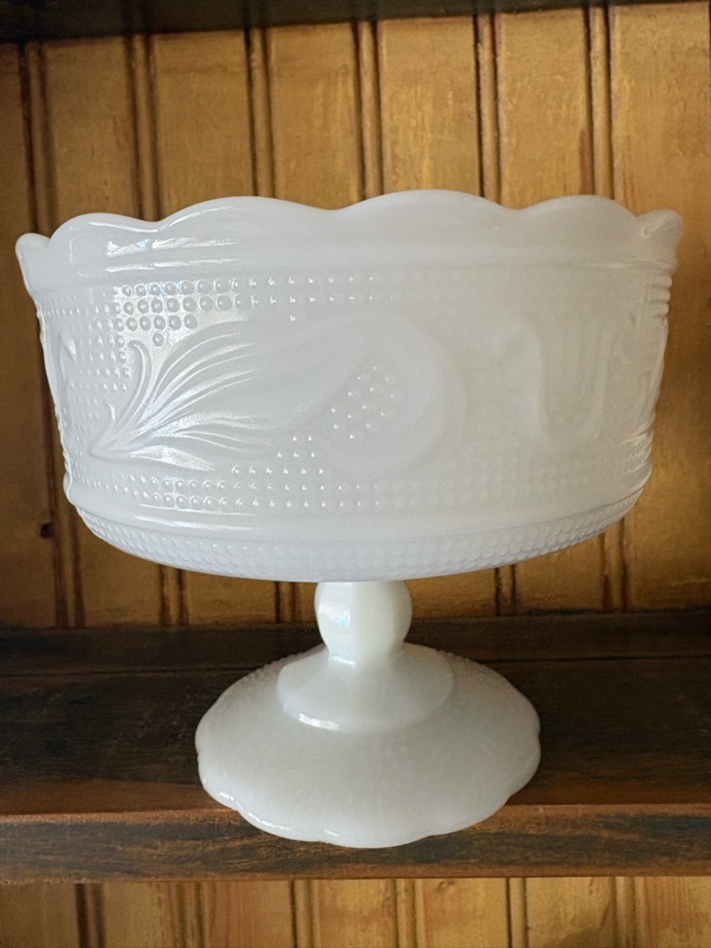 Vintage E.O. Brody Milk Glass Compote - Scalloped Pedestal
Bowl M6000